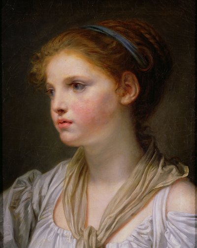 Girl with a Blue Ribbon by Jean Baptiste Greuze